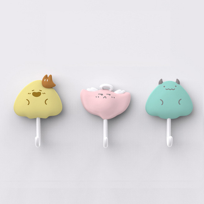 피어니스트 다용도 캐릭터 무타공걸이, 혼합색상, 3개