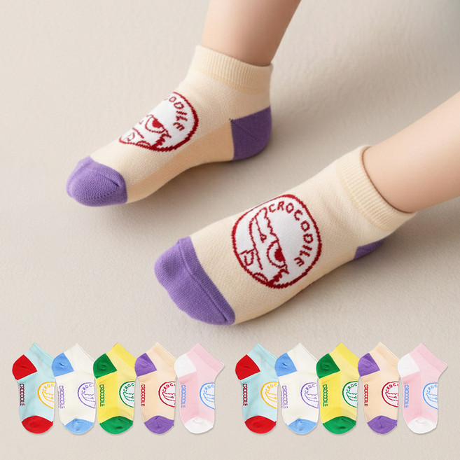 크로커다일 아동용 고신축 통풍 스니커즈 양말 10켤레 세트 CDK03