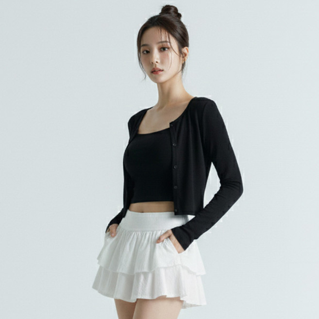 비비에모 여성용 캐미 슬림핏 크롭 나시 + 가디건 세트 12352