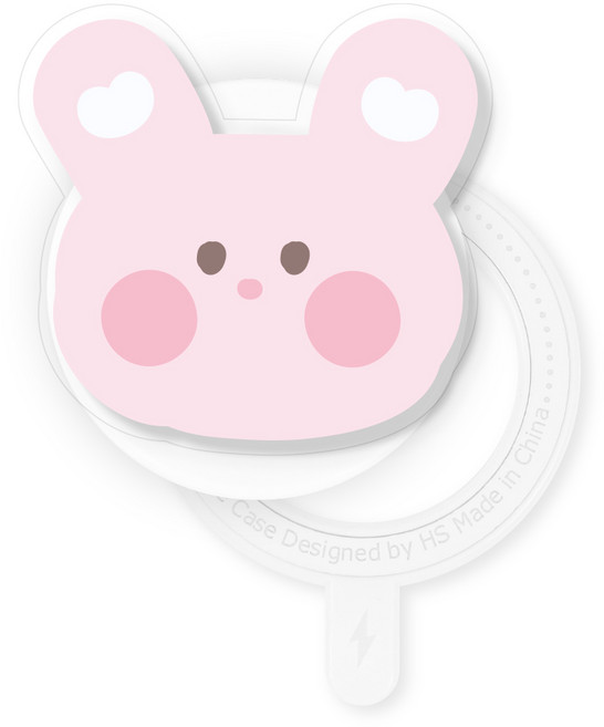 유스픽 디자인 맥세이프 스마트 톡톡 + 후면 마그네틱 링 스티커 세트, 폭신토끼 50 폭신토끼, 1세트