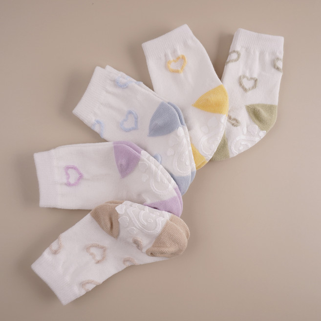비바세븐 신생아용 푸린 미끄럼방지 아기 양말 5켤레 세트