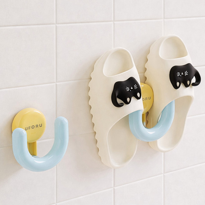 주앤지 흡착식 다용도 벽걸이 욕실 신발 정리 걸이, 열로우블루, 2개