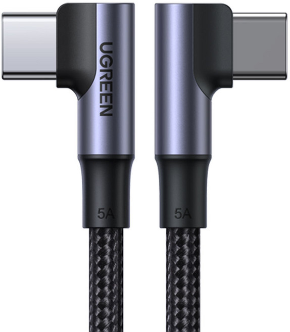유그린 더블 90도 C타입-C타입 고속충전케이블 100W, 혼합색상, 1m, 1개
