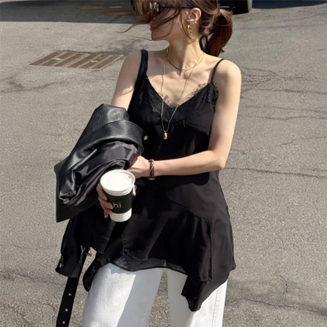 난닝구 여성용 너빌프 레이스 롱 나시