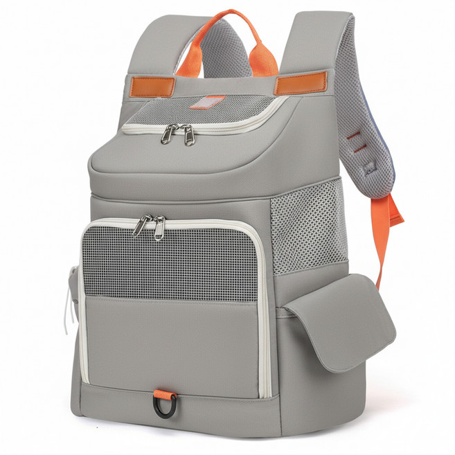둥둥펫 반려동물 이동 위로여는 메쉬 커들백팩, 그레이, 1개