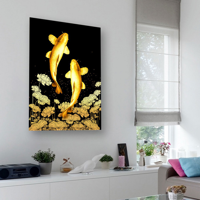 백앤아트 캔버스 그림 액자 황금잉어연꽃도 05