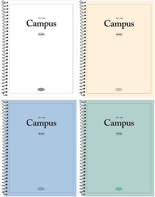 핑크풋 3000 뉴 캠퍼스 연습장 4종 세트, white, ivory, blue, mint, 1세트
