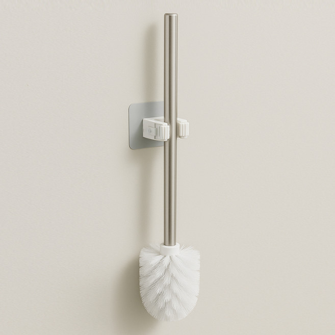 위더스욕실용품 스테인리스 변기솔 + 후크홀더 세트, 화이트, 1세트