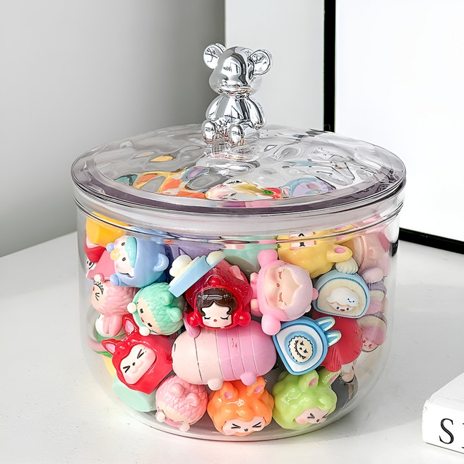 주앤지 다용도 원통형 소품 악세사리 보관함 900ml, 테디베어, 1개