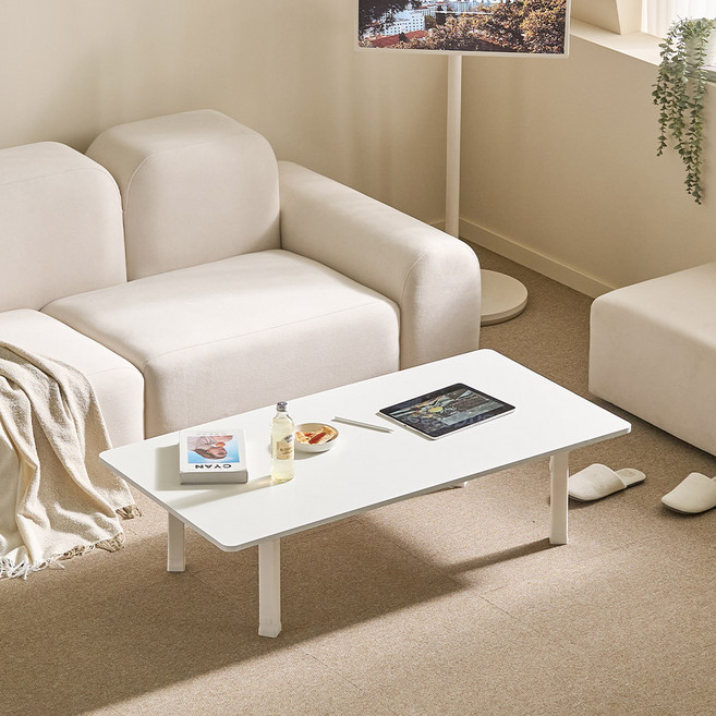 아이캔컴퍼니 4단 높이조절 베이직 접이식 테이블, 화이트