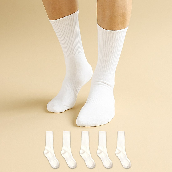 유어삭스 남성용 도톰 골지 무지 장목 밴딩 삭스 5켤레 세트