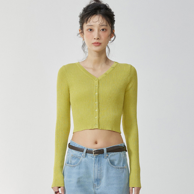 미치코런던 여성용 다이애그널 버튼 니트 가디건