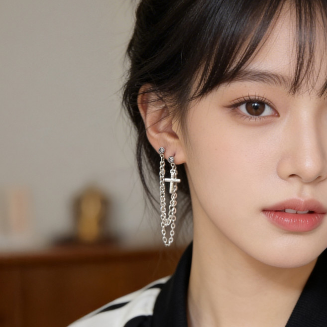 미다미 십자 투웨이 체인피어싱 + 케이스 세트 pc1022