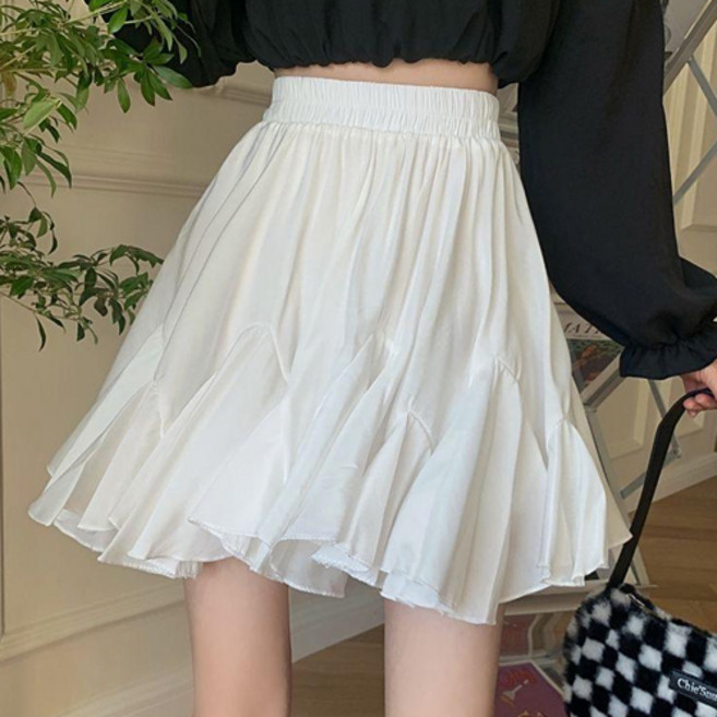 德芙洛商務 女款蛋糕傘狀高腰鬆緊迷你裙