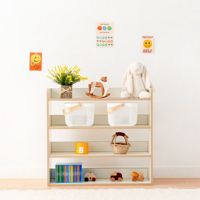 심플룸 라디 전면 책장 교구장 4단, 크림