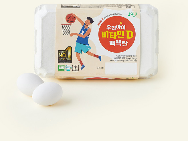 조인 무항생제 인증 우리아이 비타민D 백색란 780g, 1개, 15구