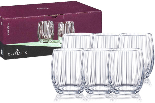 크리스탈렉스 워터폴 플리츠 스템리스 언더락, 6개