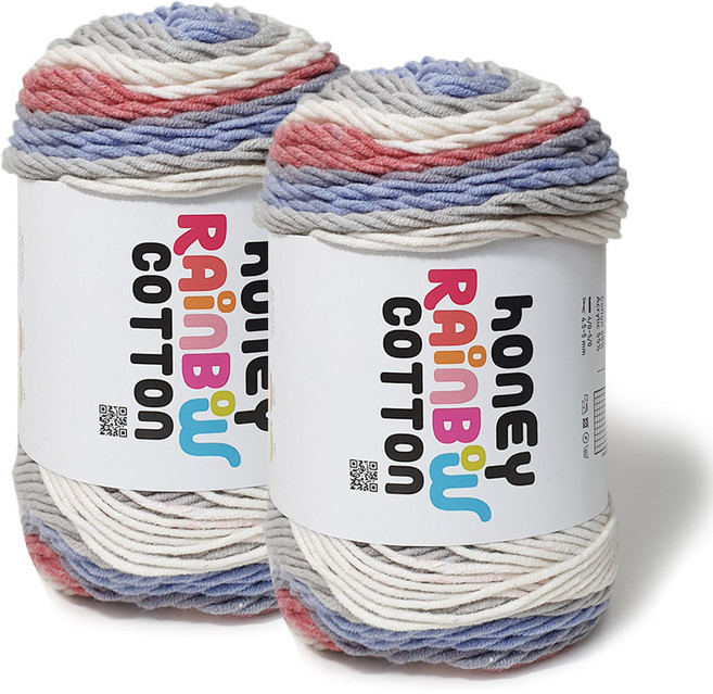 니뜨 허니 레인보우 코튼 나염 그라데이션 실 100g, 2개, 521베이지퍼플