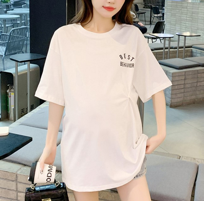 언헤브 허리 포인트 임부 반팔 티셔츠