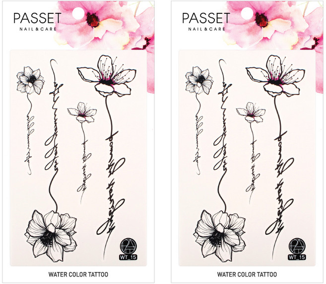파셋 수채화 타투 스티커, WT15, 2개