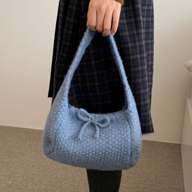 피어니스트 여성용 걸리쉬 미니 리본 니트 가방