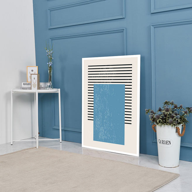 마니앤솔 높이조절 액자테이블 대, 라인아트 블루