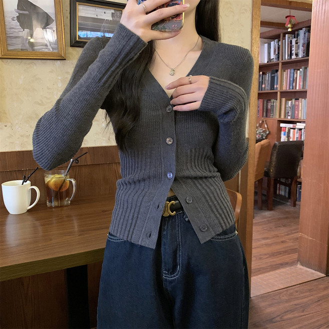 마켓에이 여성용 슬림 골지 니트 가디건