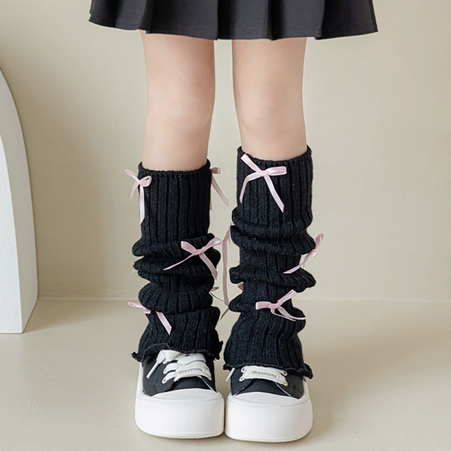 비단길 더빌 리본 골지 레그워머