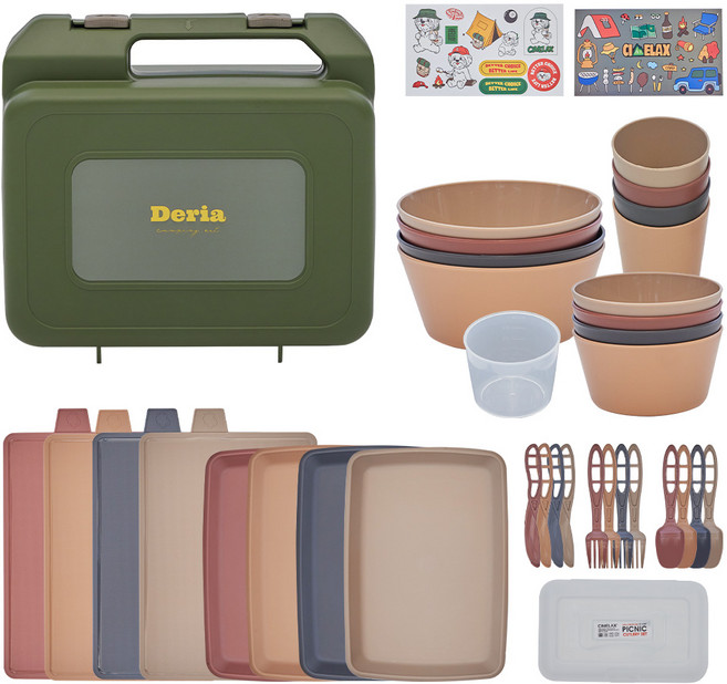 씨밀렉스 드라이 캠핑 식기&커트러리 세트, 혼합색상, 1세트