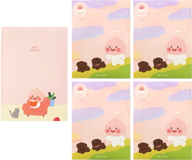 Kakao Friends April明信片貼紙 4入+B6筆記本Apeach, Sunset Apeach, 1組