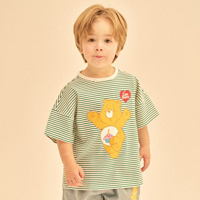 Care Bears 童款小熊圖案橫條紋寬鬆短袖上衣