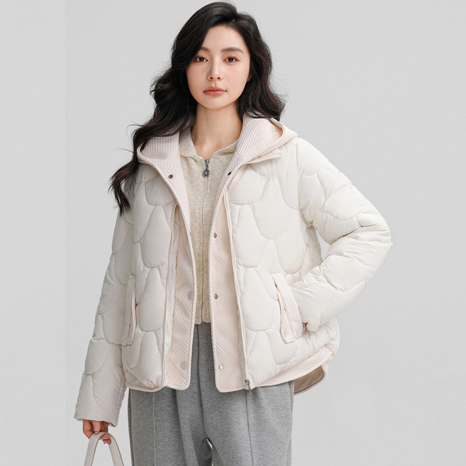 아뗄릭 여성용 루즈핏 후드 누빔 경량 숏 패딩 점퍼 10586