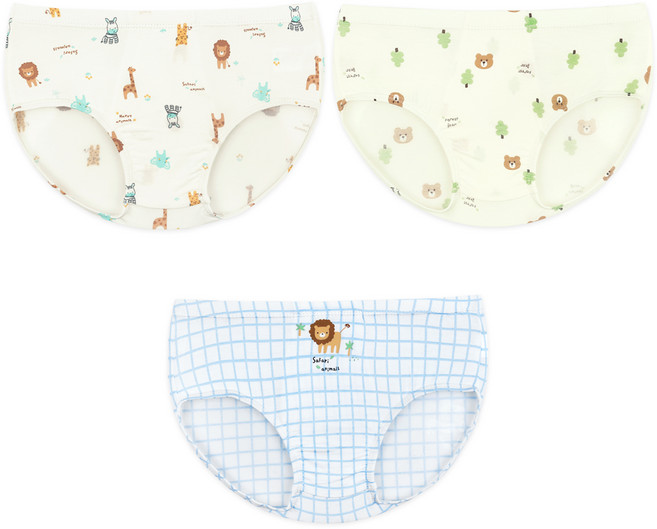 메이키즈 주니어용 미니애니멀 무형광 모달 삼각팬티 3종 세트