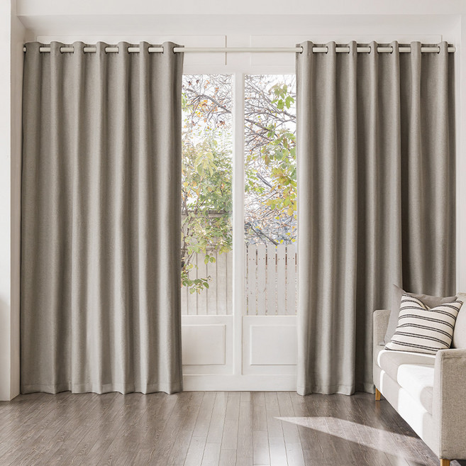 The Zari 99.99% 遮光輕量穿環式遮光窗簾 + 窗簾綁帶, 灰褐色