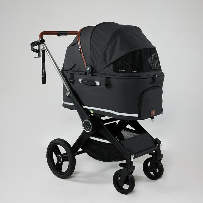 낫쏘빅 반려동물 파트라슈3 캐리어 분리형 유모차 + 레인커버 + 컵홀더 + 숄더스트랩 세트, 딥블랙, 1세트