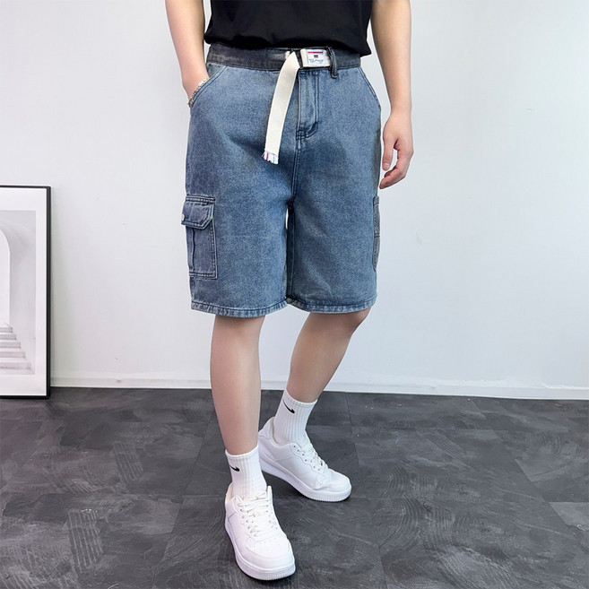 콘피아르 남성용 언발란스 카고 데님 반바지 TC0568