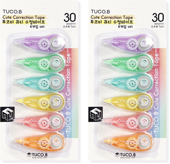 투코비 큐티 수정테이프 6종, 혼합색상, 2세트
