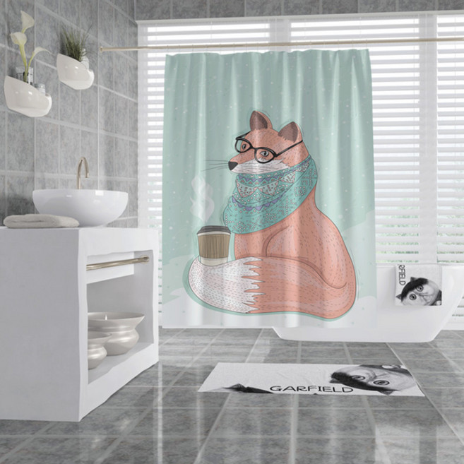 심플라인펫 샤워커튼 TYPE5 165 x 180 cm, 1개, 멀티(혼합)컬러