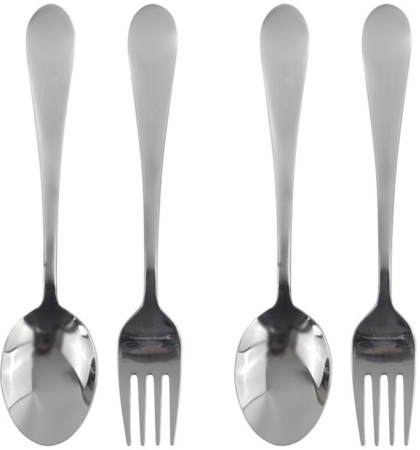 키친유 아동 스텐 스푼 포크 세트, 스푼 2p + 포크 2p, 1세트