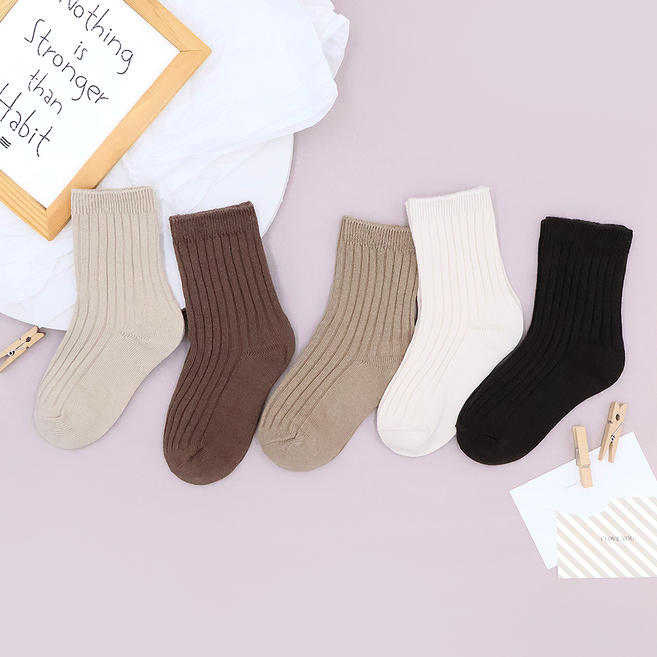 비단길 데일골지 중목 양말 5종 세트