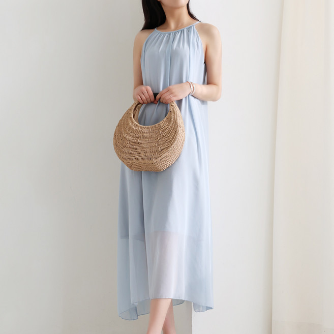 Moirbella Elsa 削肩長版洋裝 T24SS2-A0075, 藍色