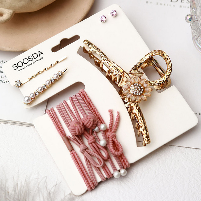 수스다 SET구성 악세사리 헤어집게핀 머리끈 실핀 귀걸이 엣지있는 구성