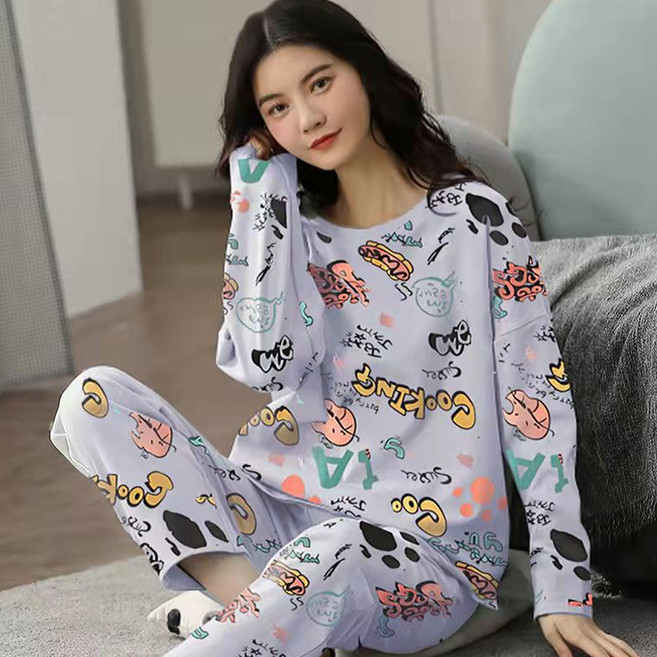 엘쏘 여성용 러블리 긴팔 홈웨어 잠옷 상하의 세트
