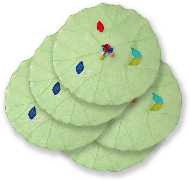 해피툴 나뭇잎 모시 조각 밥상보 라이트그린, 5개