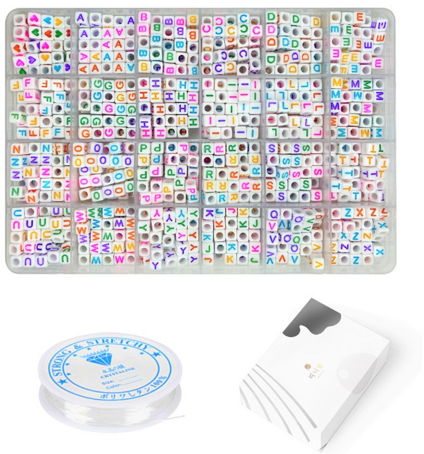 리니팜 A to Z 사각 알파벳 비즈 세트, 컬러, 1세트