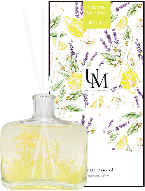 유멜 프리저브드 디퓨저 + 화이트 섬유스틱 3p, 레몬버베나, 200ml, 1개