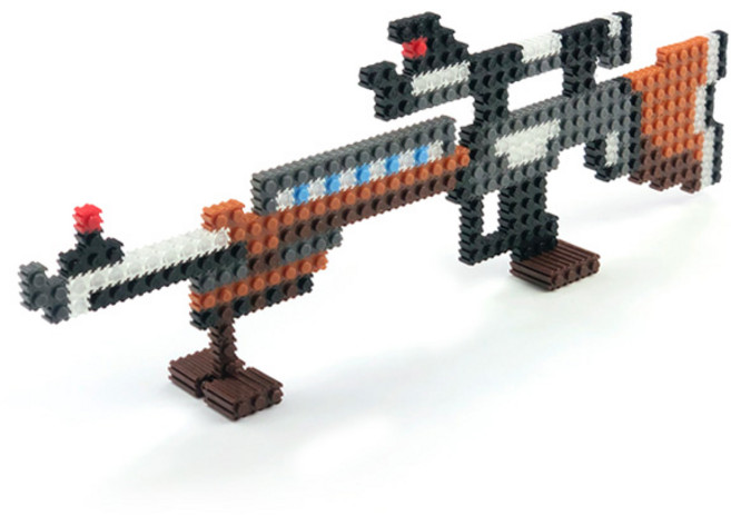 틱톡블럭 톡톡 끼우는 디폼블럭 야광 스나이퍼총 세트 NO13813, 혼합색상, 1개