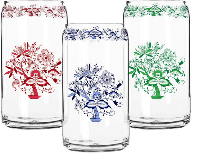 마쯔오카 국산 쯔비벨무스터 3way 글라스 캔 맥주잔, 1세트