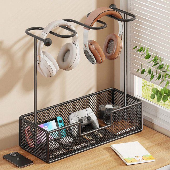 Yehome 耳機架 化妝品 小物件 收納盒, 黑色, 1個