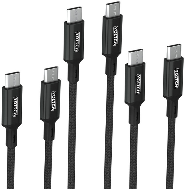 요이치 웨이크 CC플러스 C to C 고속충전케이블 60W, 블랙, 150cm, 3개